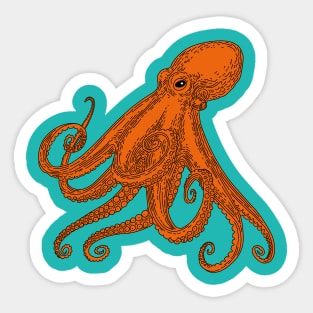 Orange Octopus Marine Life Sticker